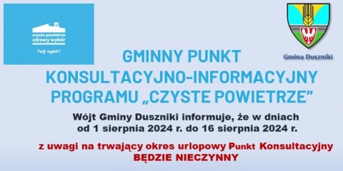 Punkt konsultacyjny Czyste Powietrze nieczynny od 1 do 16 sierpnia