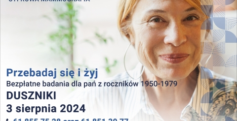 3.08.2024r. bezpłatne badania mammograficzne