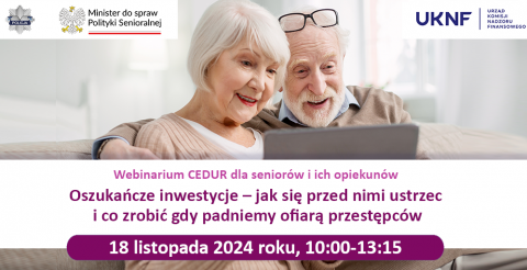 Grafika - Urząd KNF - webinarium CEDUR dla seniorów i ich opiekunów - 18 listopada 2024 roku (002)